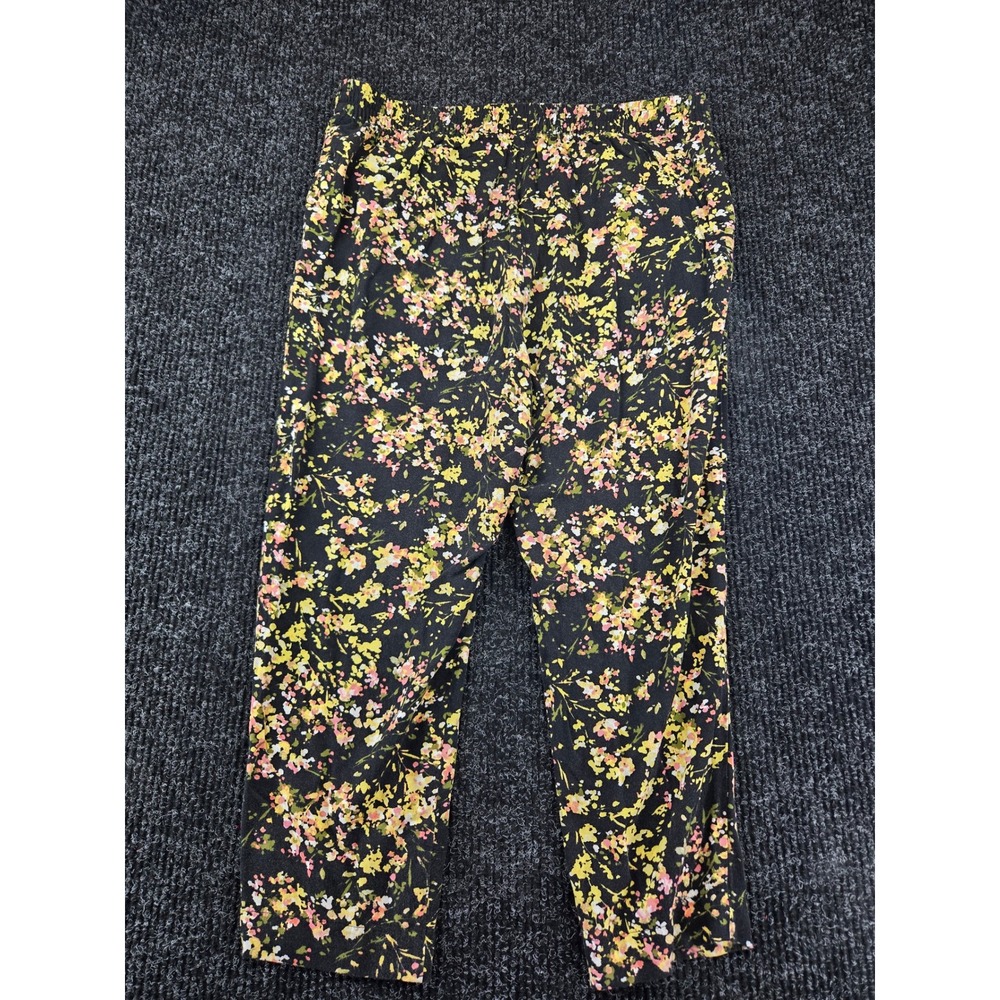 Jessica Simpson Womens Black Yellow Floral Elastic Waist Tapered Pants Large - Picture 7 of 8
